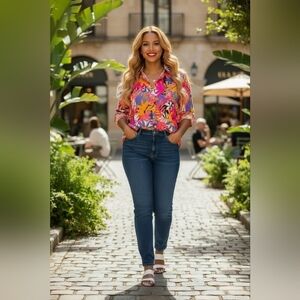 Ruby Rd. Women's Multicolor Floral Button Down Shirt Size 18W